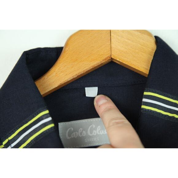 Vintage Carlo Colucci XL Camp Shirt Linen Blend Resort Quiet Luxury Vacation - Picture 13 of 15